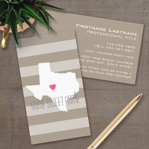 Texas Map Home State Love with Custom Heart Business Card