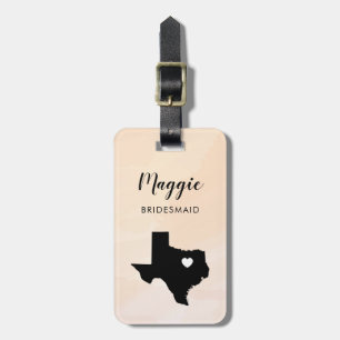 Texas Map Luggage Tag, Wedding Party Welcome Tag