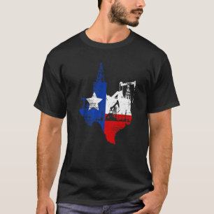 Texas Map Oildfield Worker Gasoline Petroleum USA T-Shirt