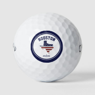 Texas Map Patriotic USA Flag Your City or Text Golf Balls