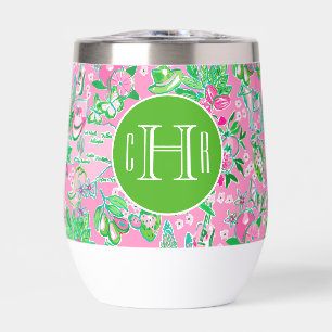 Texas Map Pink & Green Preppy Pattern Monogrammed