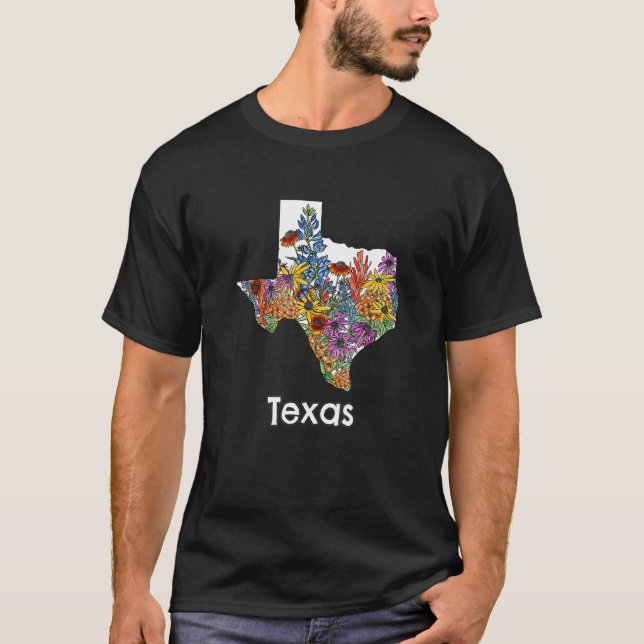 Texas Map Pride Tees Western Bluebonnet Flowers Te (Front)
