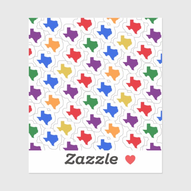 Texas Map Silhouette Rainbow Pattern (Sheet)