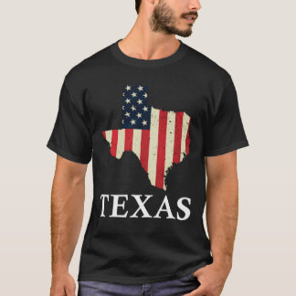 Texas Map State American Flag 4th Of July Pride T-Shirt