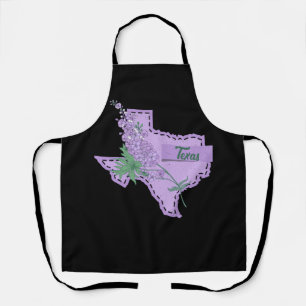 Texas Map State Of America Bluebonnet Purple Flowe Apron