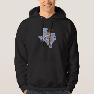 Texas Map Vintage Funky Style Texan US State Desig Hoodie