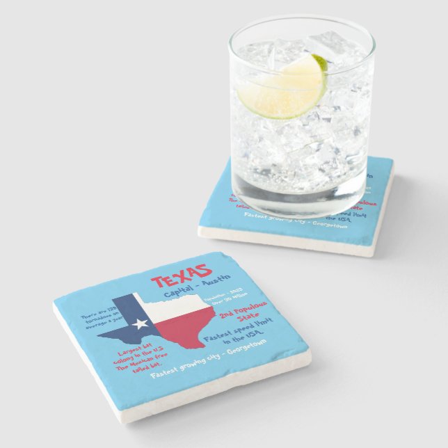 Texas Marble Stone Coaster Amazing Facts (Side)