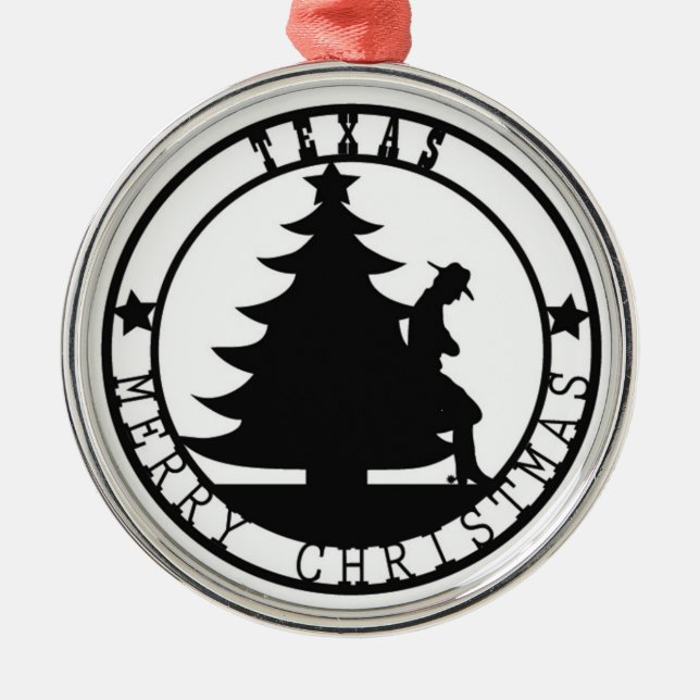 Texas Merry Christmas Metal Tree Decoration (Front)