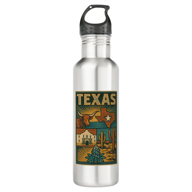Texas Metal Water Bottle – Stainless Steel  (Front)