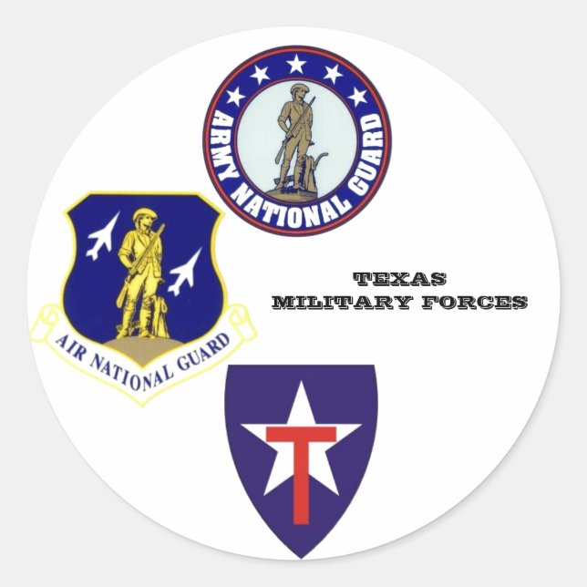 Texas military forces classic round sticker (Front)