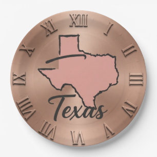 Texas Minimalist Copper Map Paper Plate
