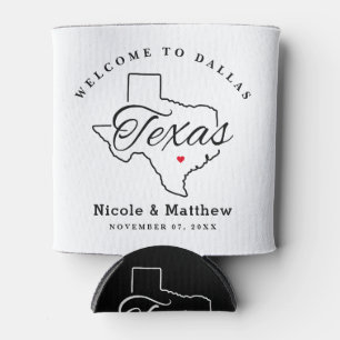 Texas Minimalist Wedding Welcome Can Cooler
