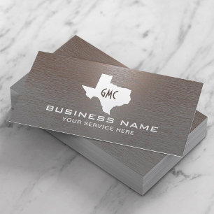 Texas Monogram Logo Faux Copper Metal Business Card