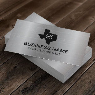 Texas Monogram Logo Modern Metal Business Card