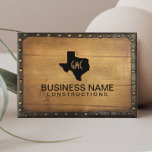 Texas Monogram Logo Vintage Leather & Wood Business Card<br><div class="desc">Texas Monogram Logo Vintage Leather & Wood Business Card.</div>