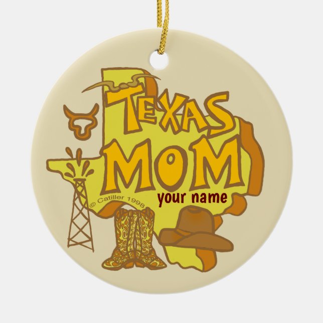 Texas Mum  Ceramic Tree Decoration (Front)