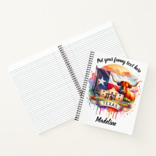 Texas mural with iconic symbols/colours notebook