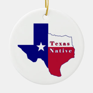 Texas Native Flag Map Ceramic Tree Decoration