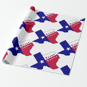 Texas Native Flag Map Wrapping Paper