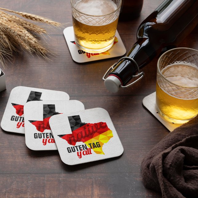 Texas Native Polygon German Flag Square Paper Coaster (Creator Uploaded)