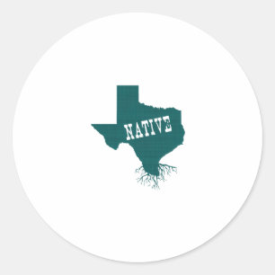Texas Native Roots State Silhouette Shape Classic Round Sticker