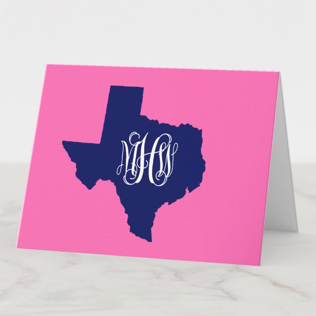 Texas Navy White 3 Initial Vine Monogram DIY BG Thank You Card (Creator Uploaded)