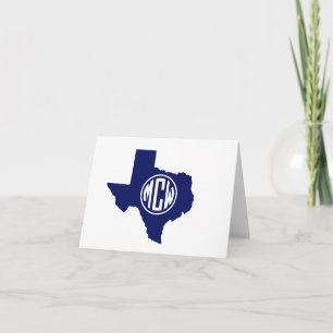 Texas Navy White Preppy Circle Monogram DIY BG Thank You Card