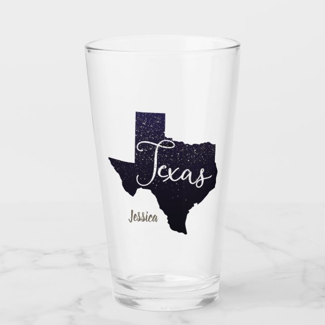 Texas Night Stars State Shape Glass (Front)