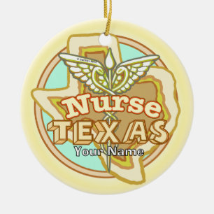 Texas Nurse Caduceus  Ceramic Tree Decoration