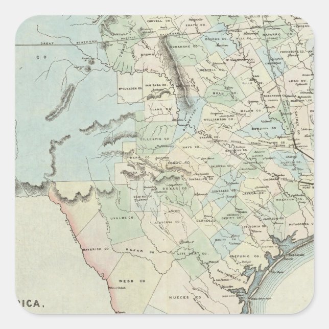 Texas of the United States of America Square Sticker (Front)