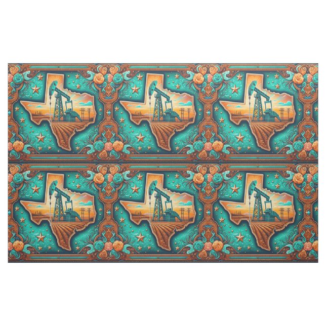 Texas Oil Gas Drilling  Pump Jack Fabric (Fat Quarter)