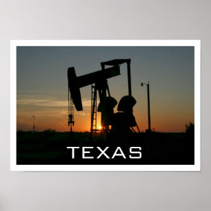 Texas Oil Pump at Sunset Poster