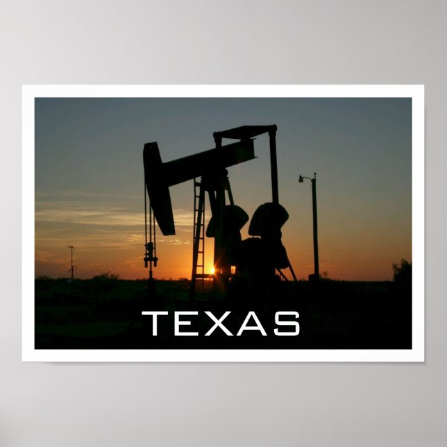 Texas Oil Pump at Sunset Poster (Front)