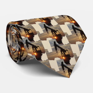 Texas Oil Pump Jack At Sunset Tie