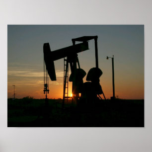 Texas Oil Pumpjack at Sunset Poster