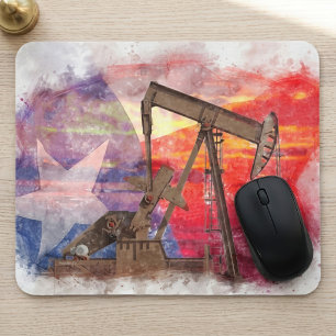 Texas Oil Pumpjack: Lone Star State Heritage Art Mouse Pad