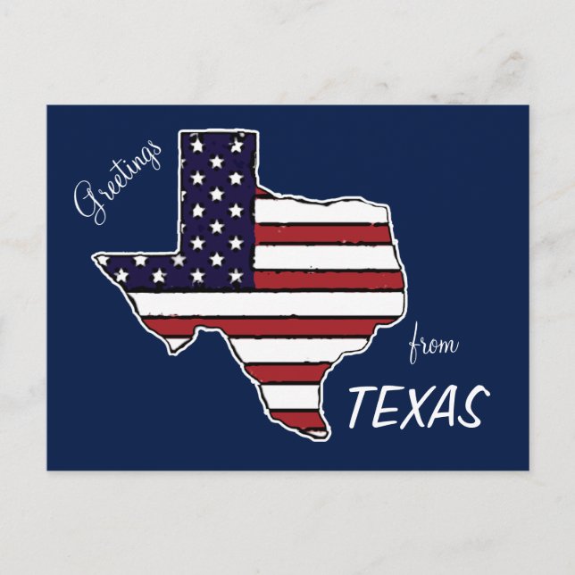 Texas outline American flag customisable postcard (Front)