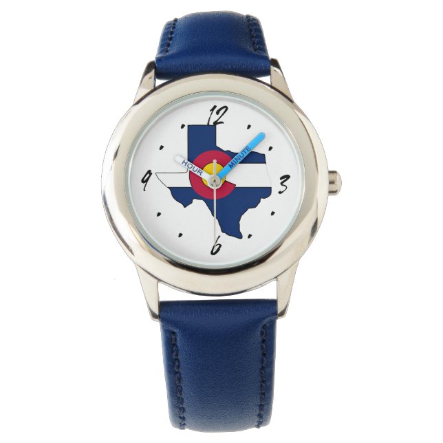 Texas outline Colorado flag wrist watch (Front)
