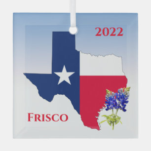 Texas outline & flag colours - Frisco Ornament