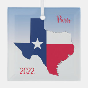 Texas outline & flag colours - Paris, Ornament