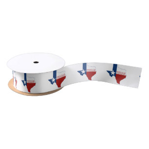 Texas Outline Map Shaped State Flag Satin Ribbon