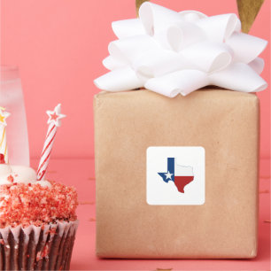 Texas Outline Map Shaped State Flag Square Sticker