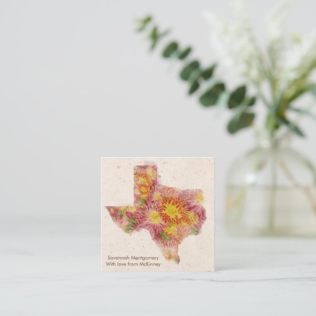 Texas Personalised Zinnia Note Card (Standing Front)