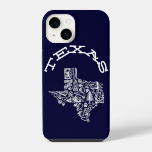 Texas Phone Cover Navy Blue Hand Sketch Style