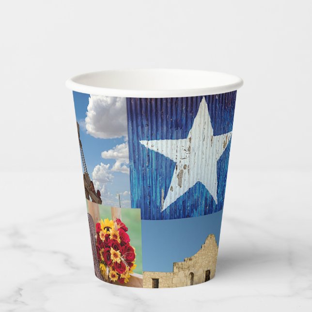 Texas Photo Mosaic Paper Cups (Front)