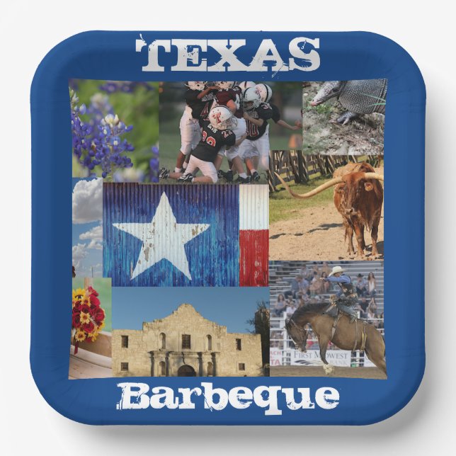 Texas Photo Mosaic  Paper Plate (Front)