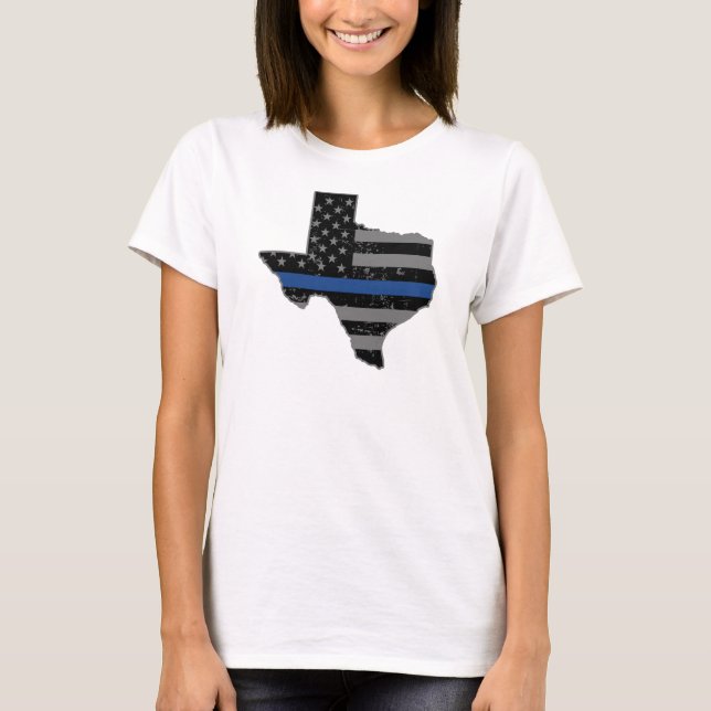 Texas Police Officer Thin Blue Line T-Shirt (Front)