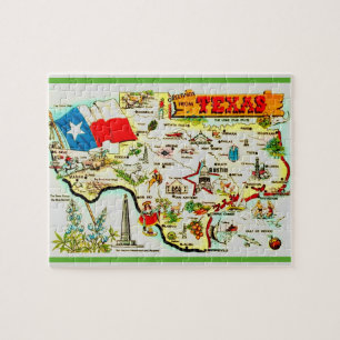 Texas Postcard Map Jigsaw Puzzle