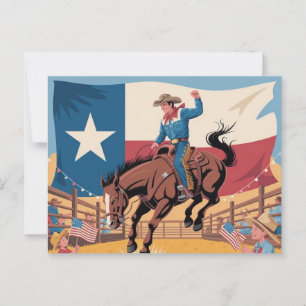 Texas pride  cowboy art  rodeo scene  Western  Postcard