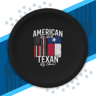 Texas Pride - Texas State Flag - American Flag Paper Plate